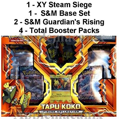 Pokemon TCG Tapu Koko Figure Collection Box ( 4 Booster Packs ) New