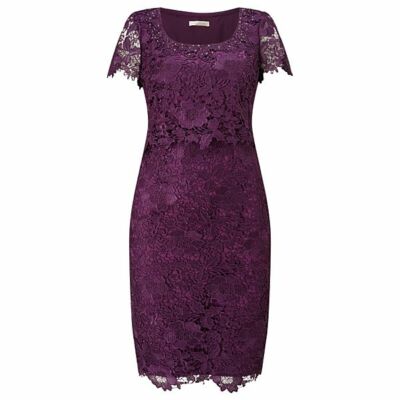 Jacques Vert Opulent Lace Dress- Purple UK 14 JS001 CC 01 | eBay