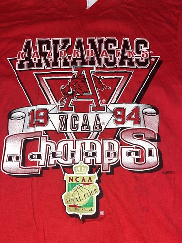 Competitor Arkansas Razorbacks NCAA 1994 Champions Final 4 Vtg Red T-shirt Med - Picture 2 of 6