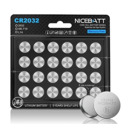NICEBATT CR2032 Batteries 24 Pack, Long Lasting Power for AirTag, Car Remote... 