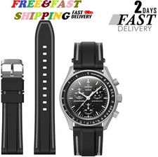 Black Band for Moonswatch Watch, Soft Silicone Strap for Omega X Swatch