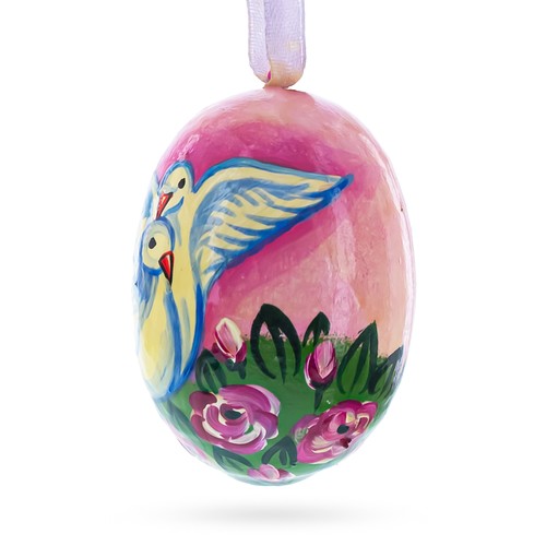 Two White Dove Birds in Love Wooden Christmas Ornament 3 Inches - Picture 2 of 3