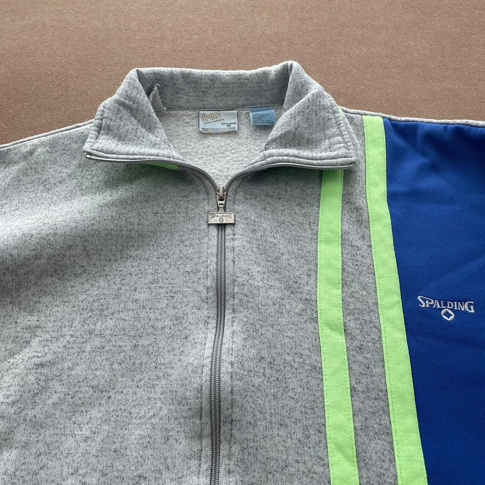 Vintage Spalding Jacket Mens Small Gray Blue Full Zip Track Retro 90s Athletic - Image 4 of 4