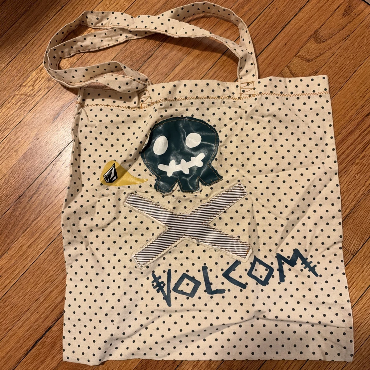 [RAR] Volcom Tote Bag Y2K Skate Accessories Skull Polka Dot14”X14” ARTIST 33