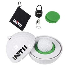 Portable Golf Ball Cleaner, Golf Ball Shape with Easy-Pull Retractable White