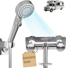 RV Shower Faucet Set with Hose and Shower Head - All Metal Stainless Steel RV Sh