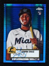 2021 Chrome Platinum Anniversary Blue Prism Refractor 23/99 Lewin Diaz Auto 0d44
