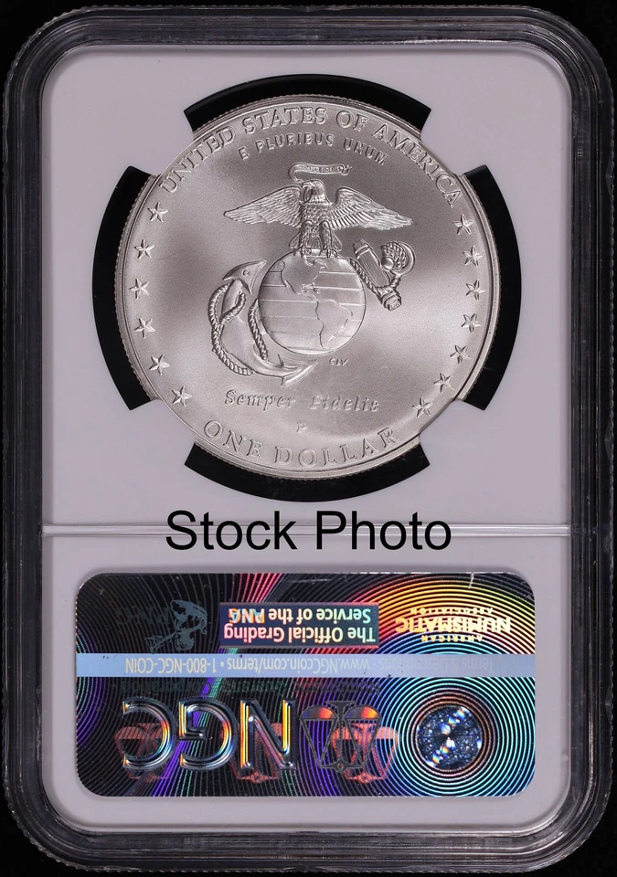 2005-P Marines Silver Dollar Commemorative NGC MS-69 - Image 2 of 2