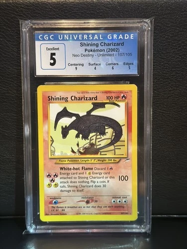 Pokemon Shining Charizard Neo Destiny Unlimited 107/105 CGC 5