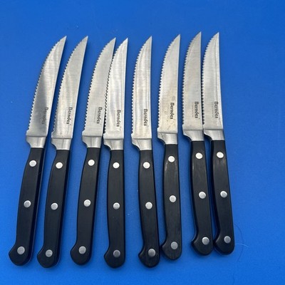 Berndes Since 1921 - Set Of 8 Serrated Knives 9  Stainless Steel - Silver/Black