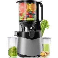 Cold Press Juicer, 5.8" Wide Feed Chute Juice Extractor Machine with 400W, Hi...