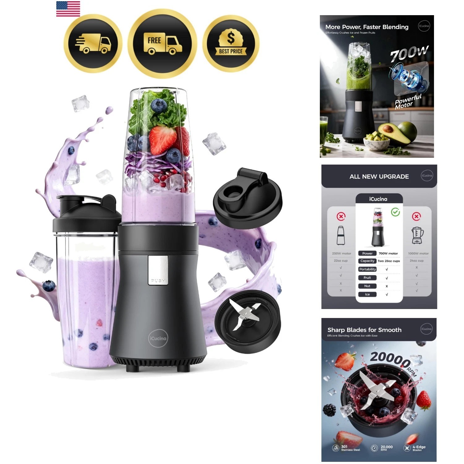 Smoothie Blender, Personal Blender for Shakes and Smoothies, 700W Pulse Techn...
Opens in a new wind
