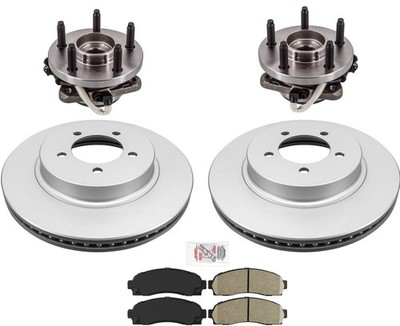 Front Wheel Hub Bearing Assembly Coated Rotors & Brake Pads For 2002-05 Explorer