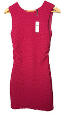 Anthropologie Textured Sleeveless Deep Magenta Sheath Mini Dress NWT Size Small