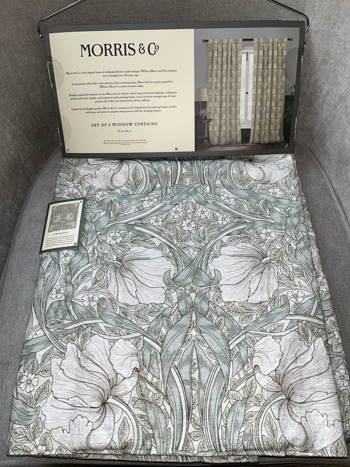 Morris & Co Pimpernel Window Drapes Panels Set Of 2 Size 37” x 96” Nwt