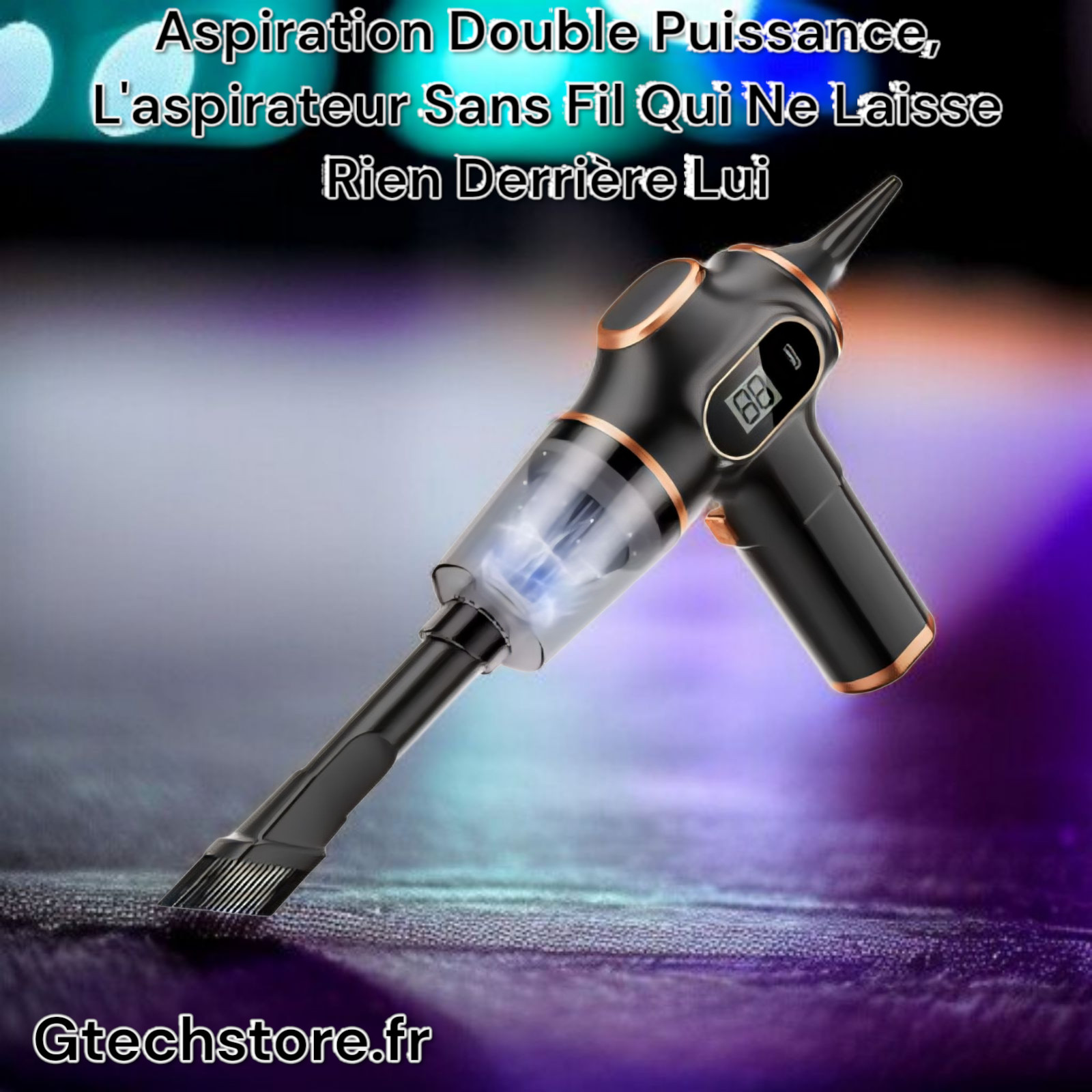 Mini aspirateur haute puissance avec double filtration pour tapis et intérieurs