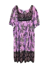NWOT Only Necessities Womens 5X House Dress Muumuu Cotton Pockets Purple Plus