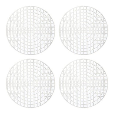 Plastik Netz Segeltuch Blatt 9.6cm/ 3.8'' Weiß Rund Leer Segeltuch Pack von 4