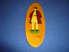 Rare Vintage Picture Roumanie Natural Wood Hand Painte Decorative Wall Hanging  