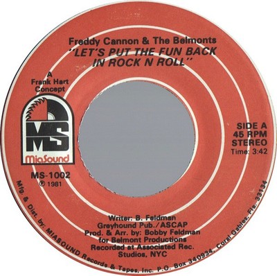 Freddy Cannon & The Belmonts - Let's Put The Fun Back In Rock N Roll (7'', Sin...