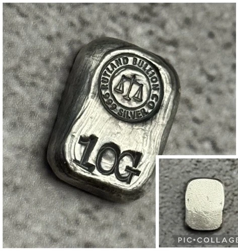 Rutland Bullion Co. 10 Grams Hand Poured Silver Bar .999 Fine Silver