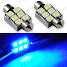 2 x Ultra Blue LED Light Bulbs 6418 Error Free for BMW Audi & VW