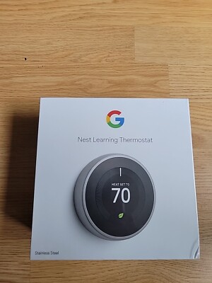New Google Nest 3rd Gen Smart Learning Thermostat Stainless Steel T3007ES