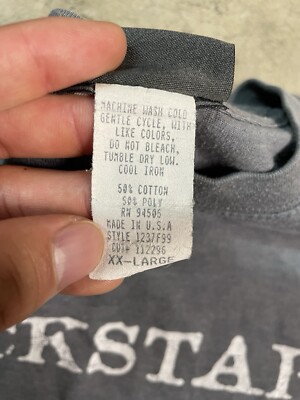 N Vintage 90s BC Ethic Rockstar Spell Out Tee T-shirt Stone Gray