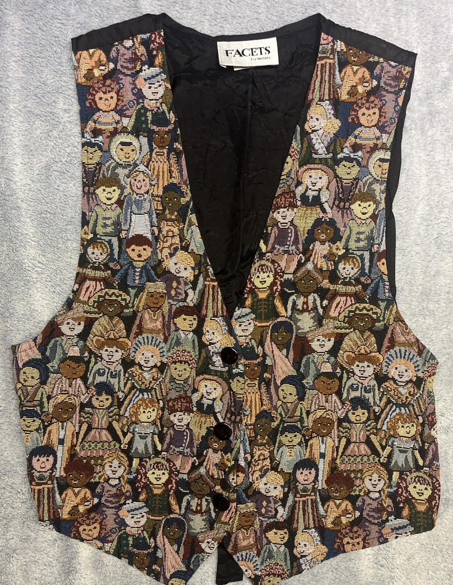 Vintage 90s Sz M Tapestry Style Vest Casual Corner Children