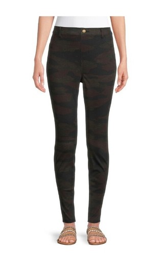 Time & Tru CAMO Jeggings XS S M L XL High Rise Stretch Fitted Pants Brown NEW - Picture 4 of 12