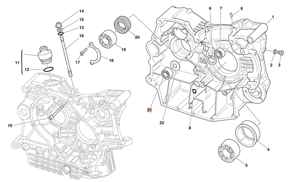Caja de cambios del cárter del motor Ducati caja de cambios cojinete SKF 70240331A Foto 2 de 2
