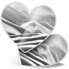 2 x Heart Stickers 15 cm - BW - Crisp Ski Snow Slope Snowboarding #43545