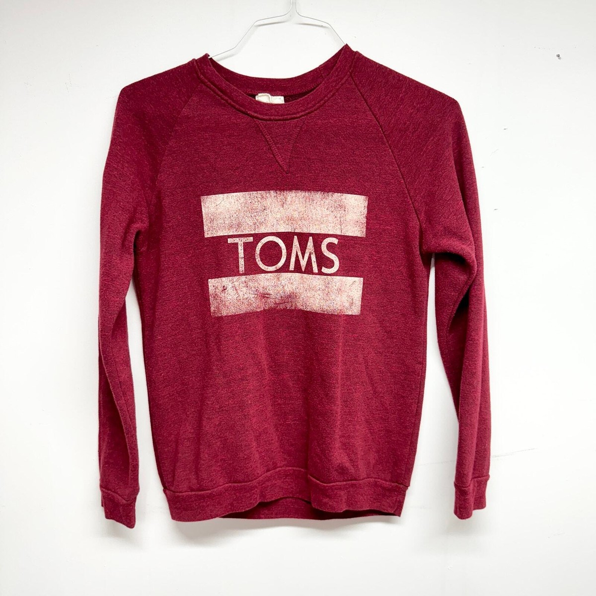 Toms Women Burgundy Red Long Sleev Crewneck Sweater Size Small