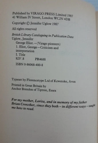 George Eliot, Jennifer Uglow. Paperback 1987 - Picture 4 of 7