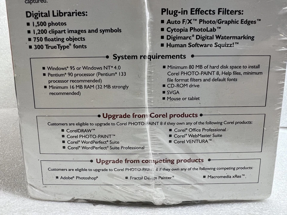 RARE 1998 Corel Photo-Paint 8 Upgrade - BRAND NEW FACTORY SEALED! - Image 3 of 4
