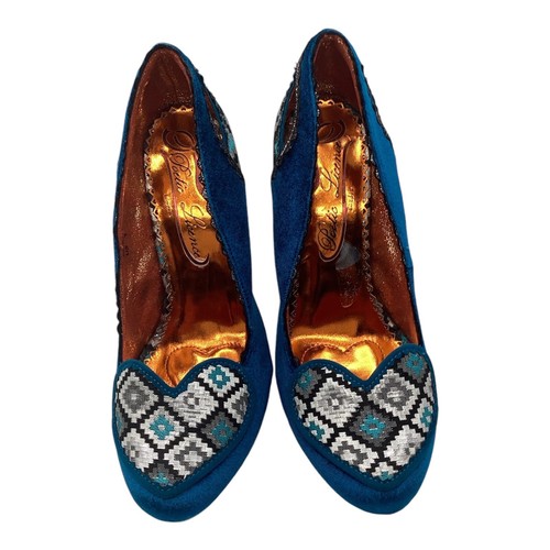 Poetic Licence Womens Teal Siren Velour High Heel Court Shoes Size UK 5 New - Picture 2 of 10