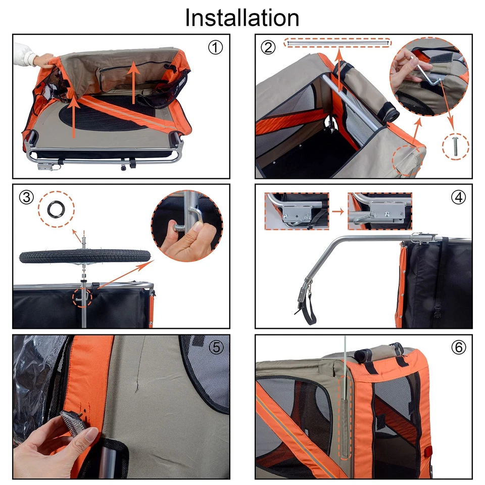 Pet Bike Trailer Breathable Protective Net Pet Cart Load 68 Pounds Fit For Dogs - Image 4 of 4