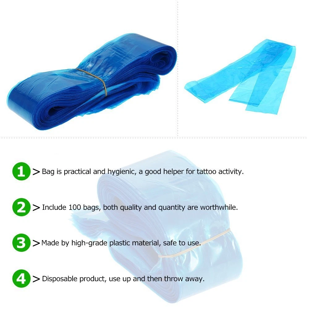 New 100Pcs Tattoo Machine Bags Clip Cord Sleeves Disposable Plastic Cover Bags image 4