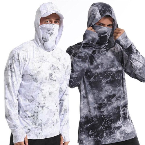 UPF50+ Herren Outdoor Angeln Hoodie Sonnenschutz Hautschutz Langarm T-Shirt - Bild 3 von 17