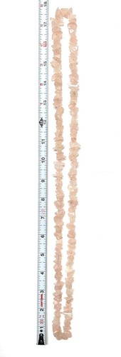 Extra Long Light Pink Quartz Chip Stone Bead Necklace - 36 Inch - Picture 4 of 4