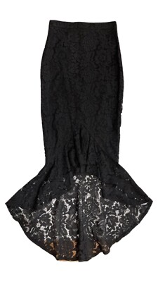 NEW MISSGUIDED Woman's Junior High-Low Lace Skirt Black sz