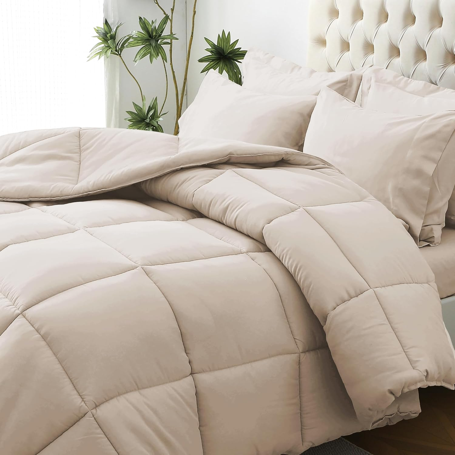 Queen Comforter Set 7-Piece Bed in a Bag Queen Ultra-Soft Comforter Queen Size S