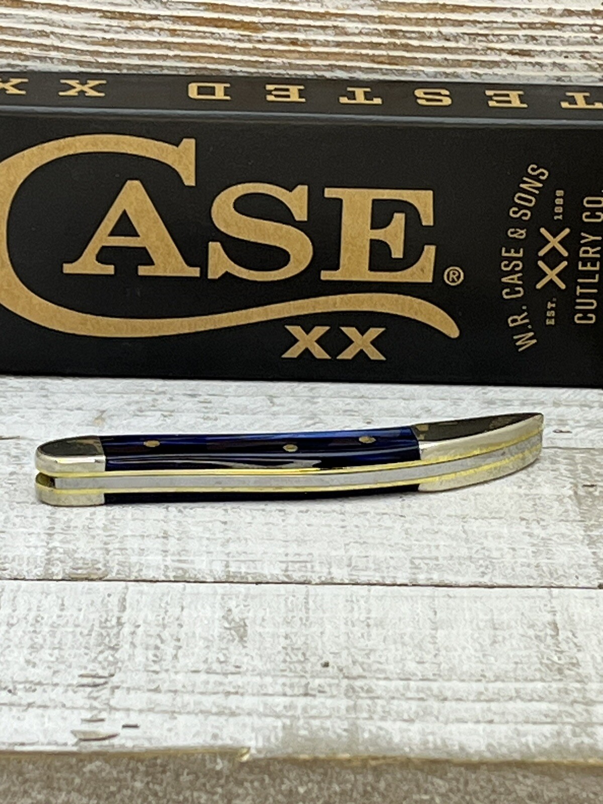 Case xx Sparxx Blue Pearl Kirinite Smooth Sm Texas Toothpick Pocket