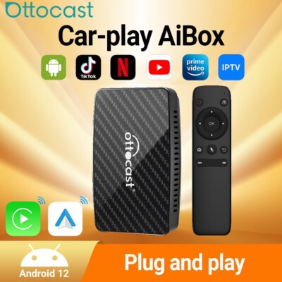 3in1 Ottocast Multimedia Aibox Wireless CarPlay+Android Adapter w/YT+TK +Remote