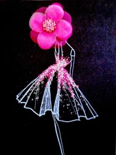 Papyrus Zang Toi Embellished Rhinestone Flower Elegant Dress Blank Greeting Card