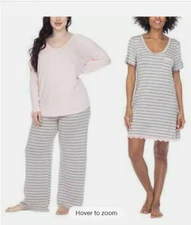 HONEYDEW WOMEN'S LONG SLEEVE PANTS SLEEP SHIRT  3-PC PJ SET(PINK/GRAY LARGE)NWT