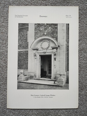 Haupteingang, Conkwell Grange, Wiltshire - antiker Druck - 1928