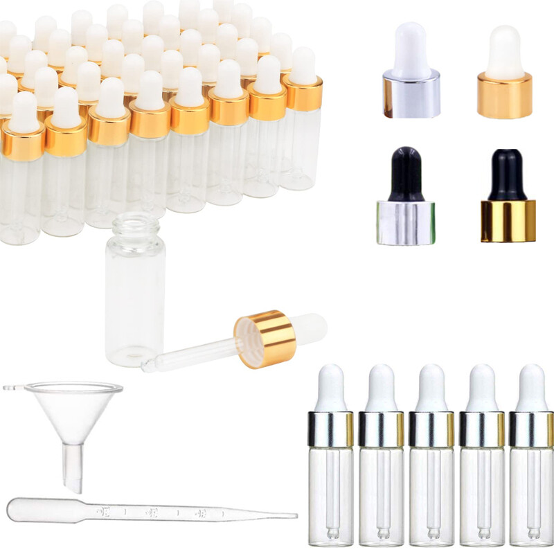 5pcs Glass Bottle With Dropper Empty Glass Dropper Bottle Essential Oil Bottle