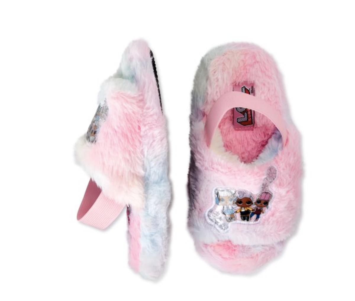 LOL Surprise Girls Slippers Fuzzy Scuff w/ Elastic Back NIB Pink Blue Size  11 12