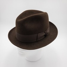 Vintage Stetson Fedora Genuine Fur Felt Brown Hat with Bow Size - 6 7/8 Retro